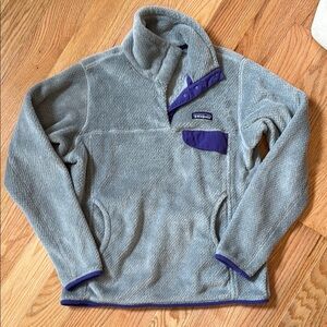 Patagonia Gray and Purple Snap-T Fleece